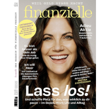 Porträt einer Frau mit langen braunen Haaren vor einem hellen Hintergrund, umgeben von Texten einer Magazin-Covergestaltung.