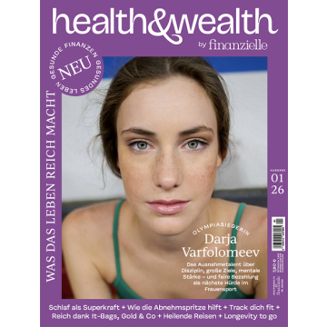 Das Titelbild zeigt das Gesicht von Darja Varfolomeev vor einem lila Hintergrund