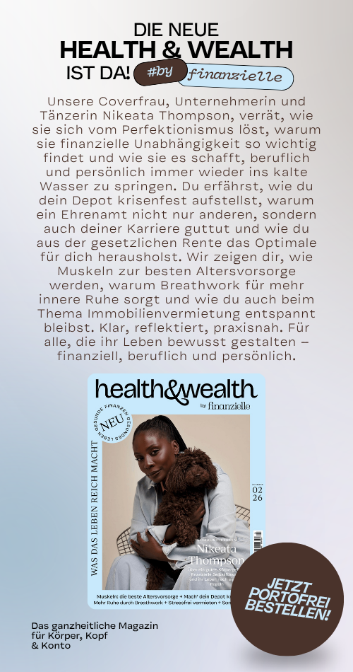 Finanzielle Ausgabenbilder auf pink und gr&uuml;nem Hintergrund mit einem Hinweis auf das M&auml;rzangebot